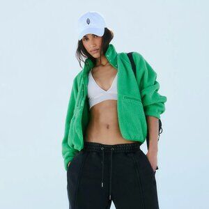Free People Green Fleece Jacket